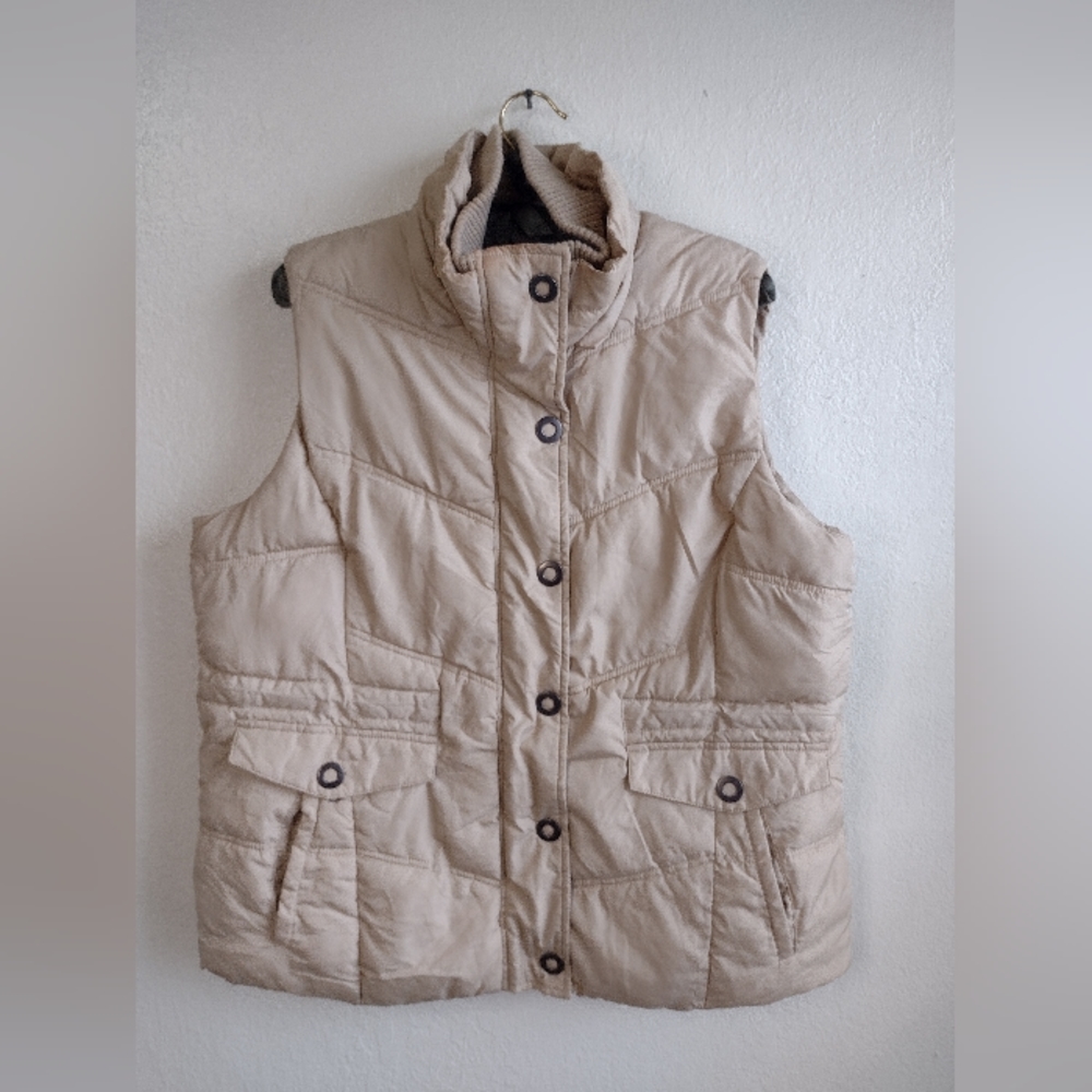Faded Glory Tan/ Beige Quilted Puffer Vest Sz XL
